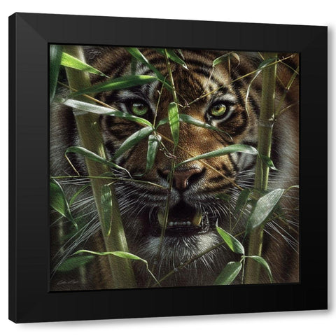 Hungry Eyes Black Modern Wood Framed Art Print by Bogle, Collin