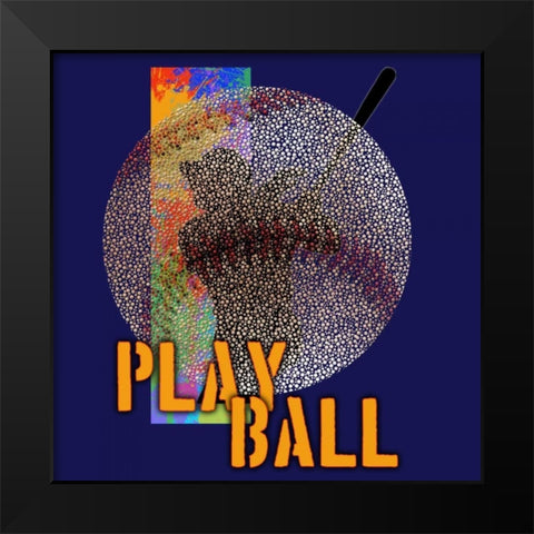 Play Baseball - Blue Black Modern Wood Framed Art Print by Baldwin, Jim