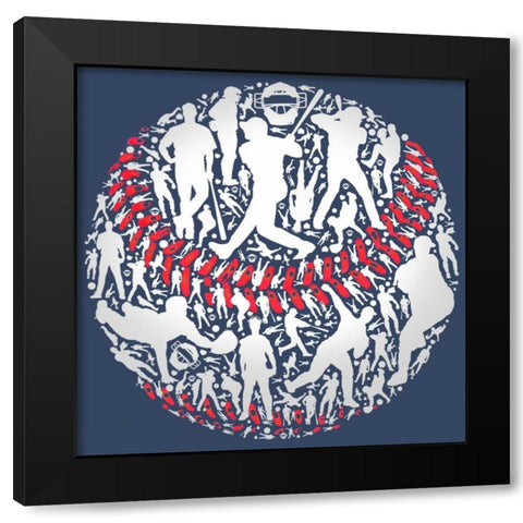 Baseball Black Modern Wood Framed Art Print with Double Matting by Baldwin, Jim