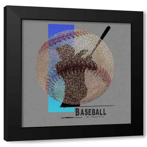 Baseball Black Modern Wood Framed Art Print with Double Matting by Baldwin, Jim