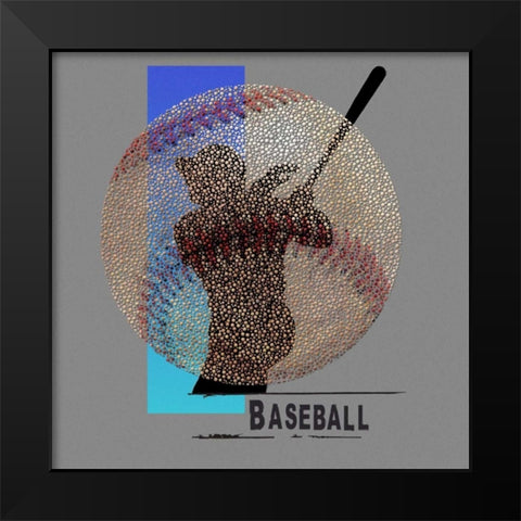 Baseball Black Modern Wood Framed Art Print by Baldwin, Jim