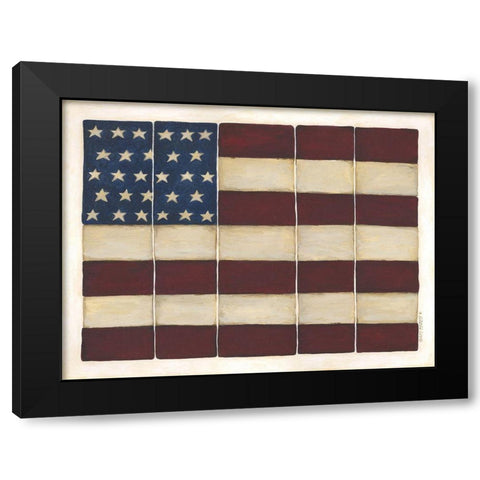 Tiled Flag Black Modern Wood Framed Art Print with Double Matting by Shamp, Cindy