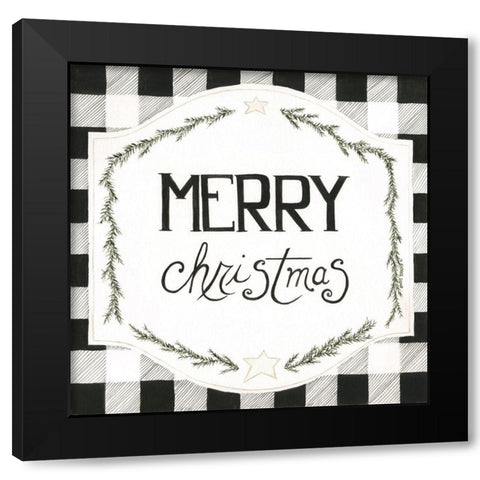 Merry Christmas Black Modern Wood Framed Art Print with Double Matting by Shamp, Cindy