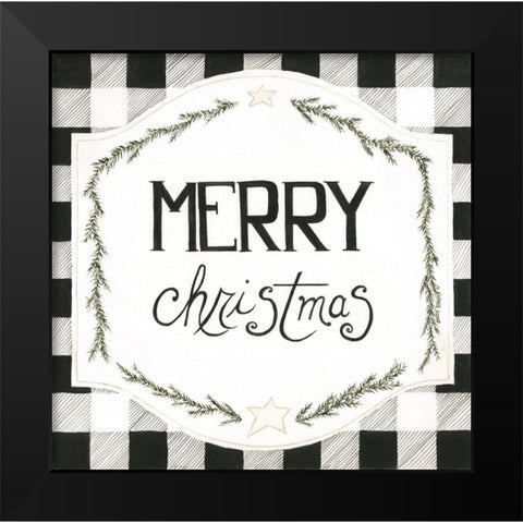 Merry Christmas Black Modern Wood Framed Art Print by Shamp, Cindy