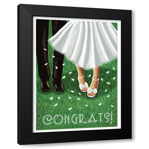 Congrats Wedding Black Modern Wood Framed Art Print with Double Matting by Tyndall, Elizabeth