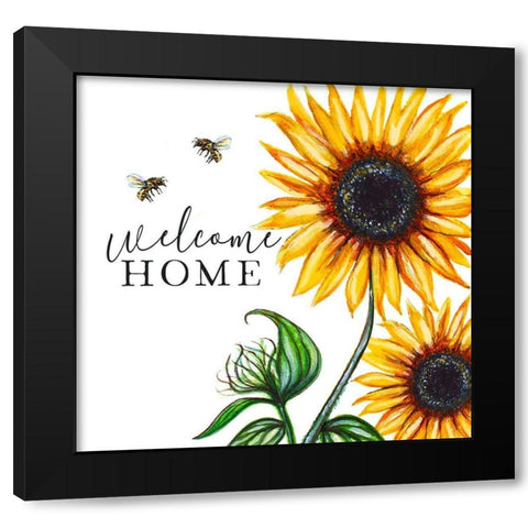 Sunflower Welcome Black Modern Wood Framed Art Print with Double Matting by Tyndall, Elizabeth