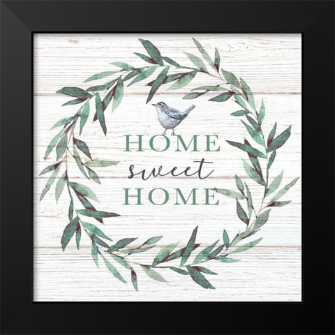 Home Sweet Home Bird Black Modern Wood Framed Art Print by Tyndall, Elizabeth