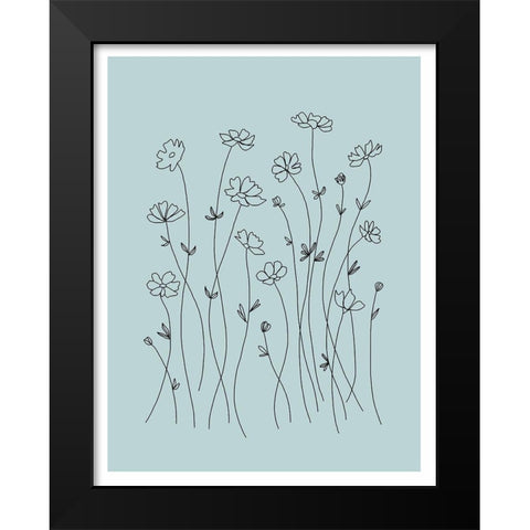 Line Flowers Black Modern Wood Framed Art Print by Tyndall, Elizabeth