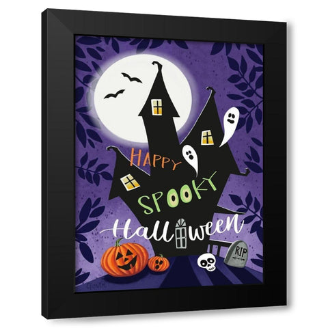 Happy Spooky Black Modern Wood Framed Art Print with Double Matting by Tyndall, Elizabeth