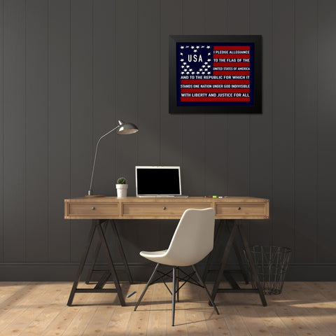 USA Flag Black Modern Wood Framed Art Print by Tyndall, Elizabeth
