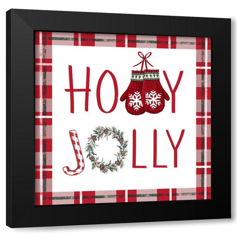 Holly Jolly Black Modern Wood Framed Art Print by Tyndall, Elizabeth