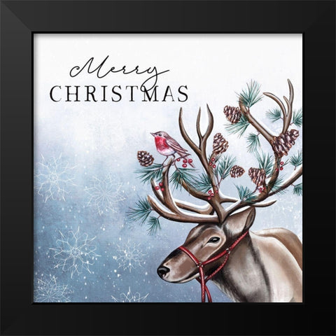 Merry Christmas Black Modern Wood Framed Art Print by Tyndall, Elizabeth