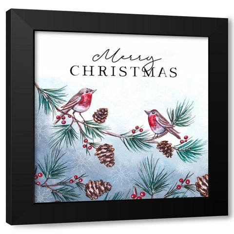 Merry Christmas Black Modern Wood Framed Art Print by Tyndall, Elizabeth