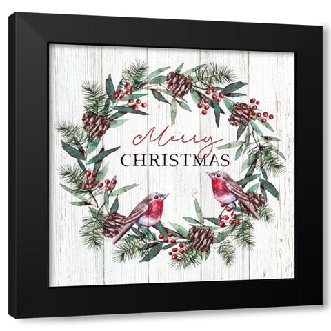 Merry Christmas Black Modern Wood Framed Art Print by Tyndall, Elizabeth