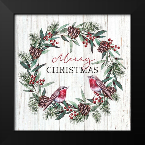 Merry Christmas Black Modern Wood Framed Art Print by Tyndall, Elizabeth