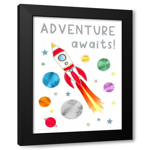 Adventure Awaits Black Modern Wood Framed Art Print by Tyndall, Elizabeth