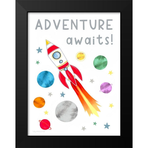 Adventure Awaits Black Modern Wood Framed Art Print by Tyndall, Elizabeth