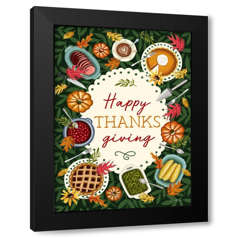 Happy Thanksgiving Black Modern Wood Framed Art Print by Tyndall, Elizabeth