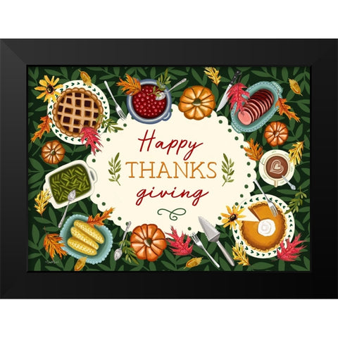 Happy Thanksgiving Black Modern Wood Framed Art Print by Tyndall, Elizabeth