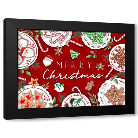Merry Christmas Black Modern Wood Framed Art Print with Double Matting by Tyndall, Elizabeth