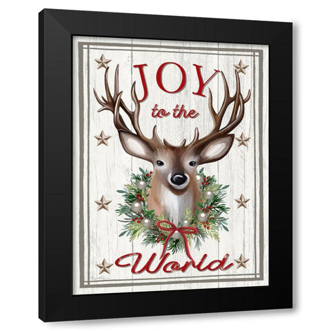 Joyful Reindeer Black Modern Wood Framed Art Print by Tyndall, Elizabeth