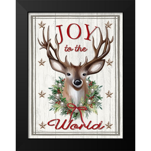 Joyful Reindeer Black Modern Wood Framed Art Print by Tyndall, Elizabeth