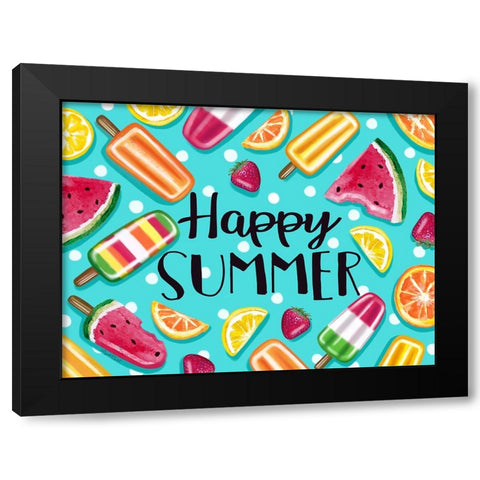 Happy Summer Black Modern Wood Framed Art Print with Double Matting by Tyndall, Elizabeth