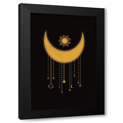 Moon Catcher Black Modern Wood Framed Art Print by JJ Design House