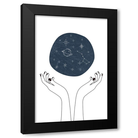 Hand and Stars Black Modern Wood Framed Art Print by JJ Design House