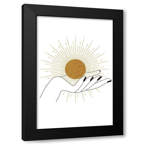 Hand and Sun Black Modern Wood Framed Art Print by JJ Design House