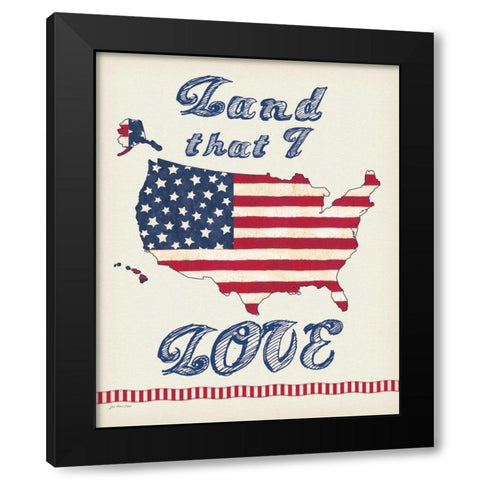 Flag Land I Love Black Modern Wood Framed Art Print by Moulton, Jo