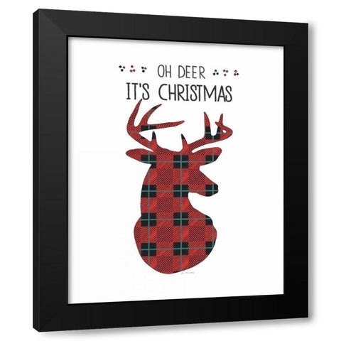 Oh Deer Its Christmas Black Modern Wood Framed Art Print by Moulton, Jo