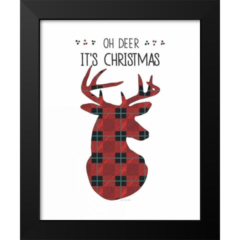 Oh Deer Its Christmas Black Modern Wood Framed Art Print by Moulton, Jo