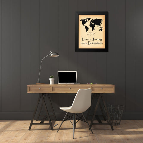 Lifes a Journey Parchment Black Modern Wood Framed Art Print by Moulton, Jo