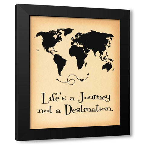 Lifes a Journey Parchment Black Modern Wood Framed Art Print by Moulton, Jo