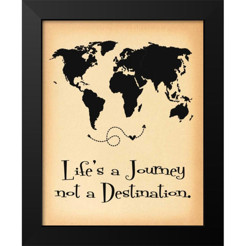 Lifes a Journey Parchment Black Modern Wood Framed Art Print by Moulton, Jo