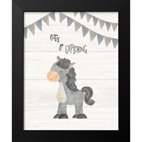 Lets Go Exploring Black Modern Wood Framed Art Print by Moulton, Jo