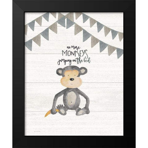 No More Monkeys Black Modern Wood Framed Art Print by Moulton, Jo
