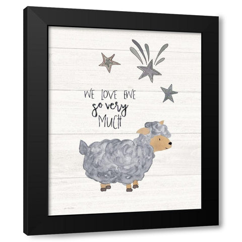 We Love Ewe Black Modern Wood Framed Art Print with Double Matting by Moulton, Jo