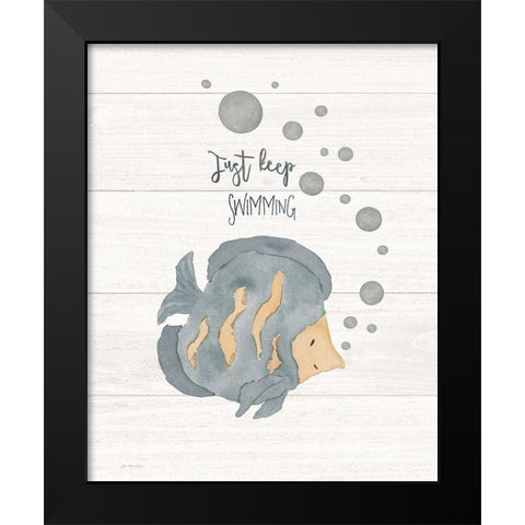 Just Keep Swimming Black Modern Wood Framed Art Print by Moulton, Jo