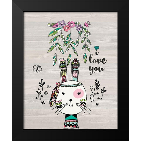 I Love You Black Modern Wood Framed Art Print by Moulton, Jo