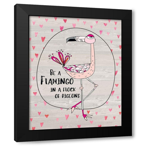Flamingo Black Modern Wood Framed Art Print by Moulton, Jo