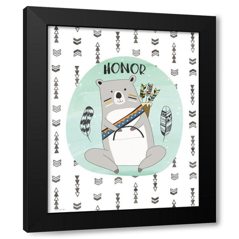 Honor Bear Black Modern Wood Framed Art Print with Double Matting by Moulton, Jo