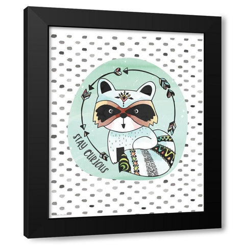 Curious Raccoon Black Modern Wood Framed Art Print with Double Matting by Moulton, Jo