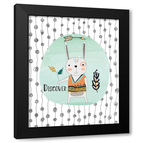 Bunny Discovery Black Modern Wood Framed Art Print by Moulton, Jo