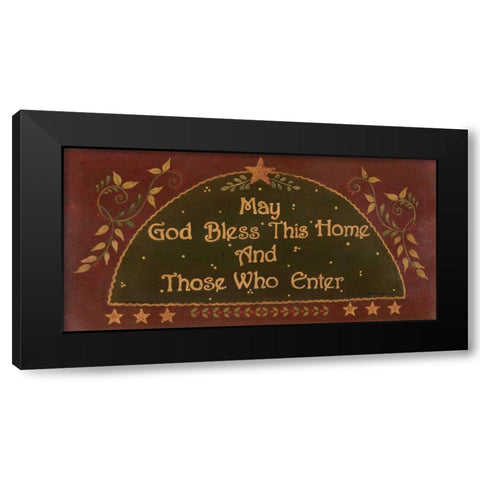 May God Bless This Home Black Modern Wood Framed Art Print with Double Matting by Moulton, Jo