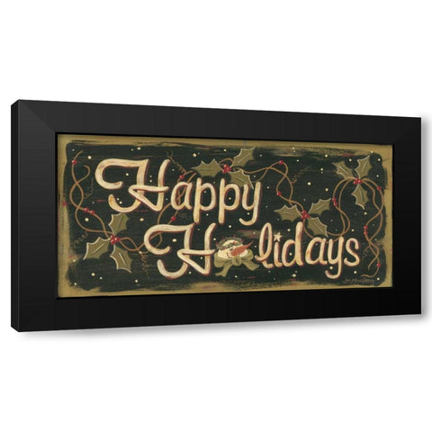 Happy Holidays Black Modern Wood Framed Art Print with Double Matting by Moulton, Jo