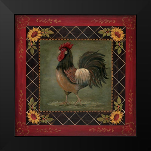 Sunflower Rooster II Black Modern Wood Framed Art Print by Moulton, Jo