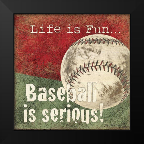Baseball Black Modern Wood Framed Art Print by Moulton, Jo