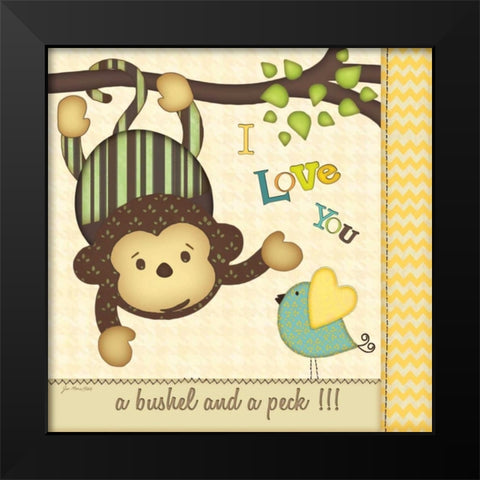 I Love You Monkey Black Modern Wood Framed Art Print by Moulton, Jo